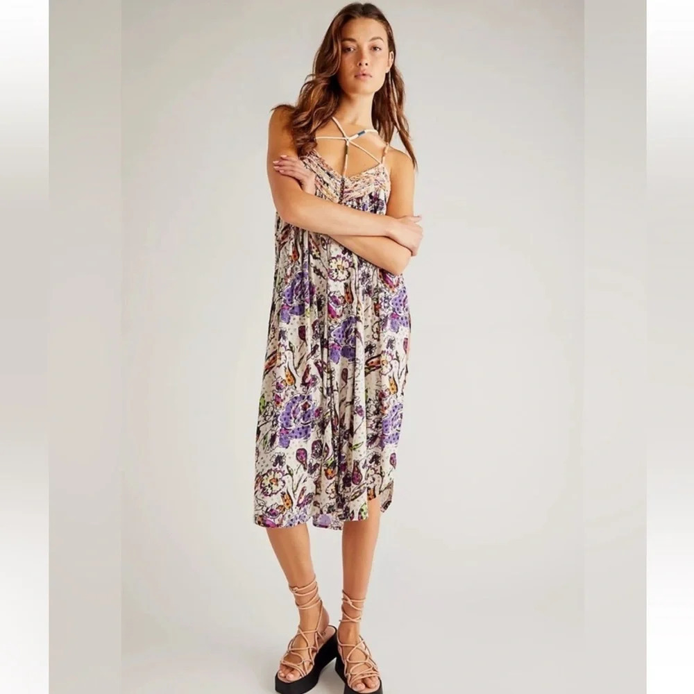 Free People Garden Party Onyx Floral Dress Size S